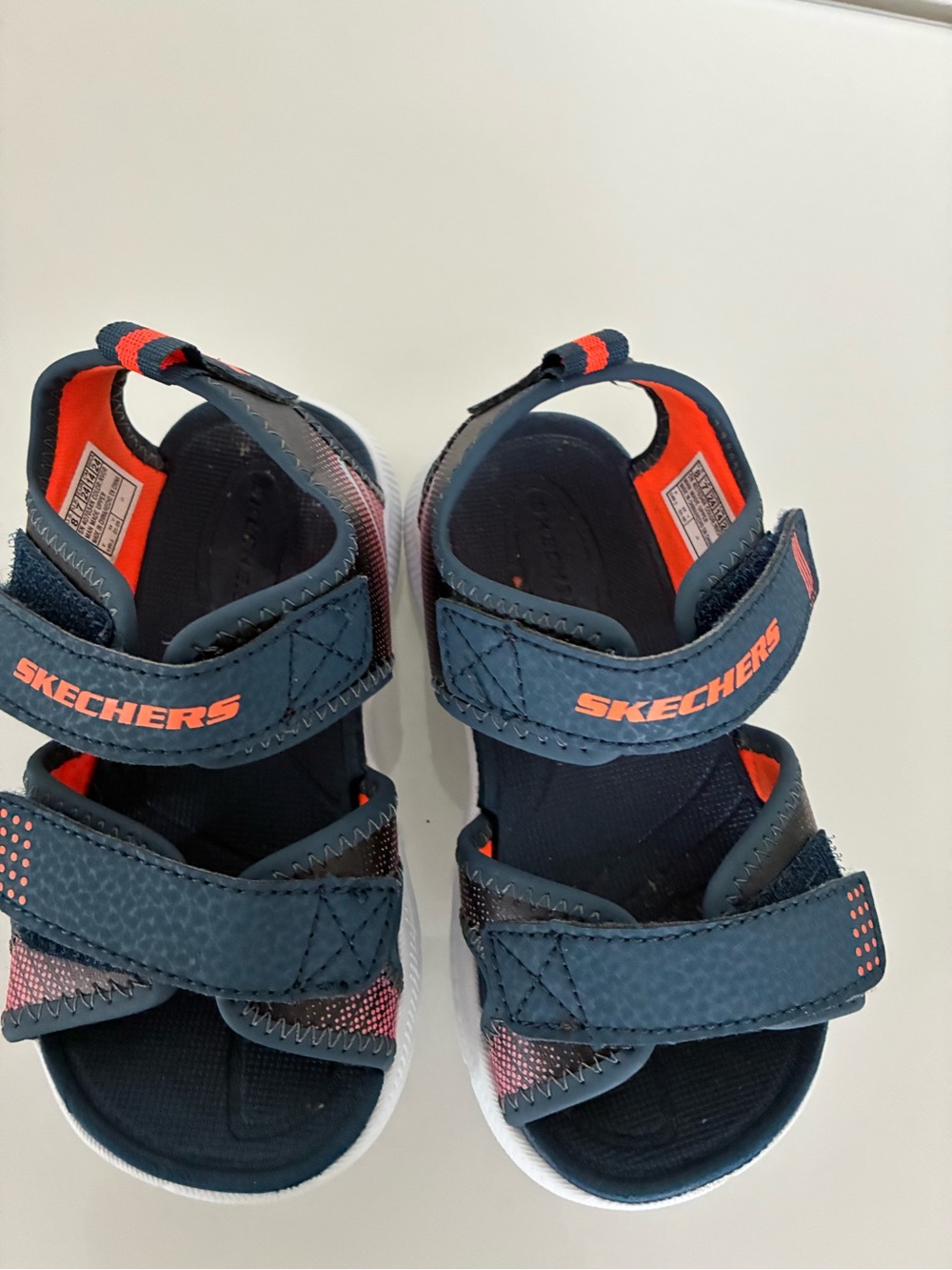 Skechers Toddler Boy's Microspec-Splash Hook & Loop Sandal Blu/Oran Size:8